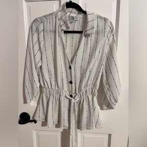 white shirt with black stripes